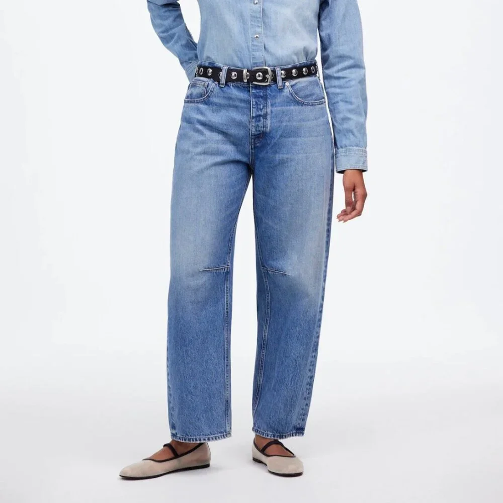 MADEWELL The Darted Barrel-Leg Women's 31 Dobbins Wash Denim Jean